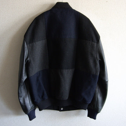 SKOOKUM x monkey time Melton Leather Varsity Jacket Size S