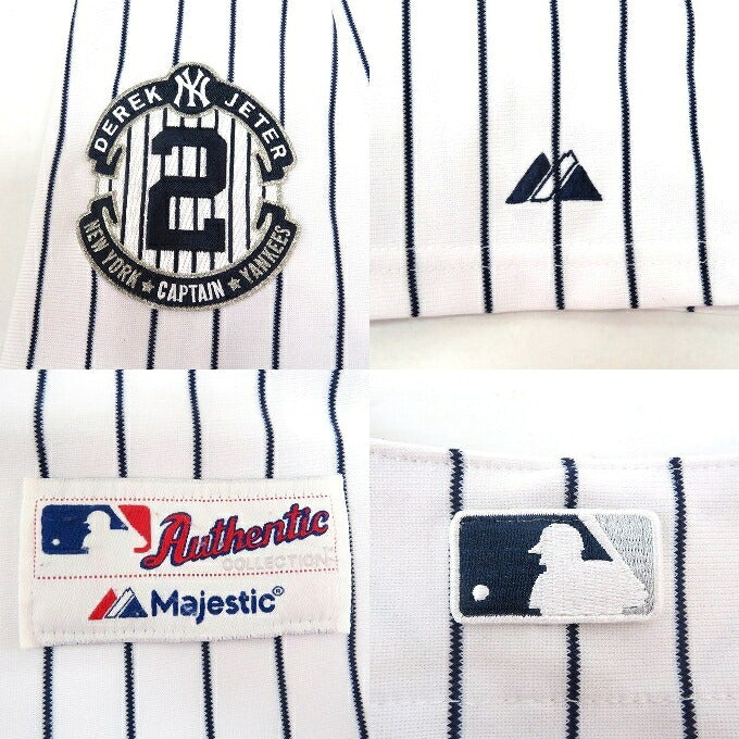 Majestic Derek Jeter Gold Authentic Jersey White Size 40
