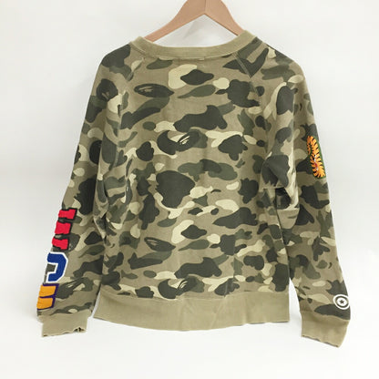 A BATHING APE Shark Arm Print Sweatshirt Khaki Size M