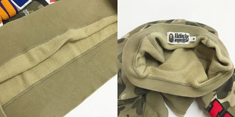 A BATHING APE Shark Arm Print Sweatshirt Khaki Size M