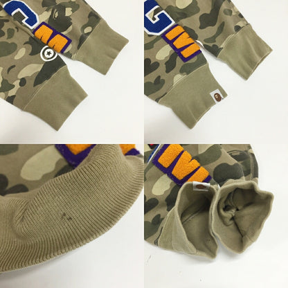 A BATHING APE Shark Arm Print Sweatshirt Khaki Size M