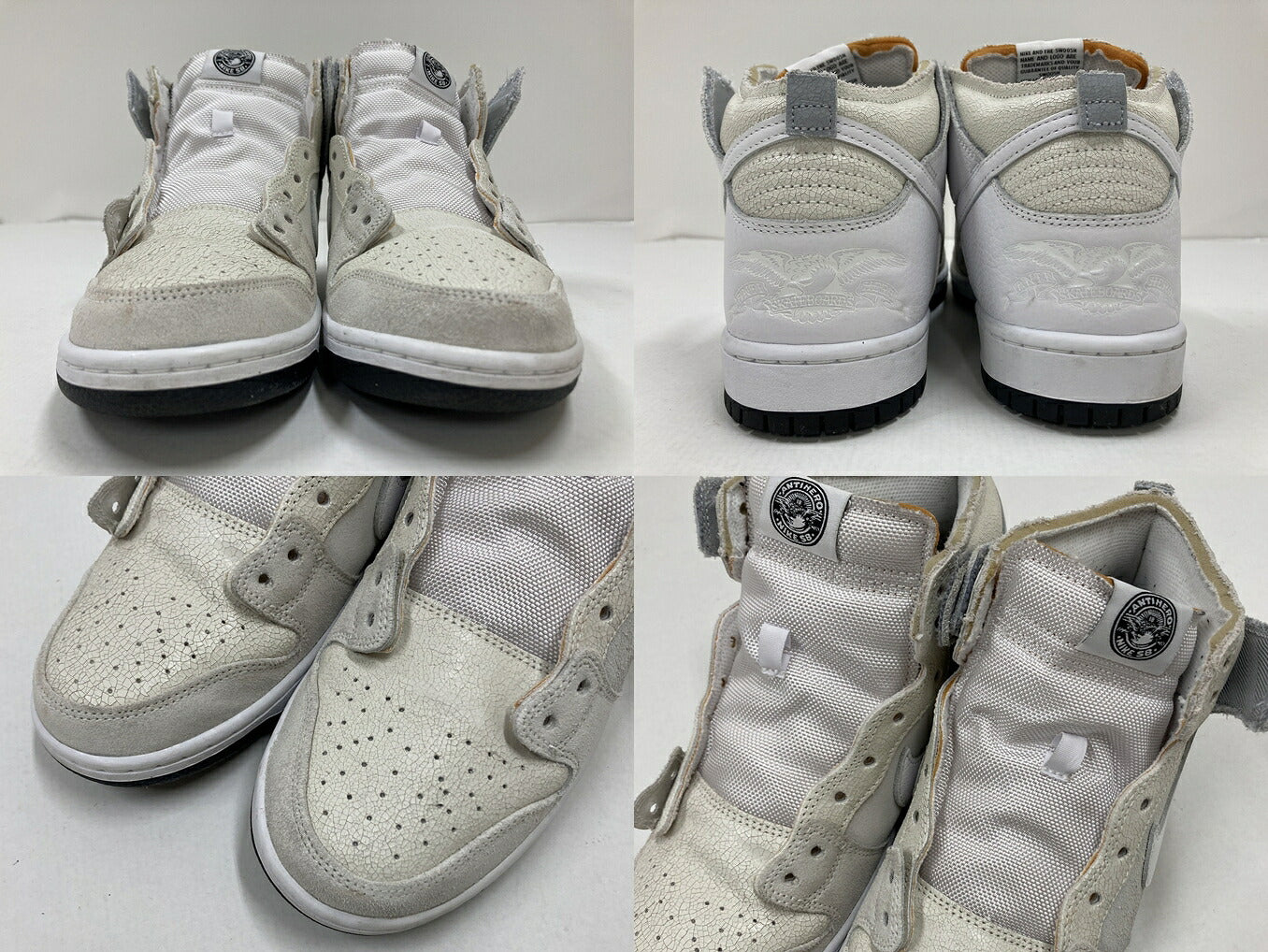 ANTI HERO x Nike SB Dunk High QS White Sneakers Size 28cm