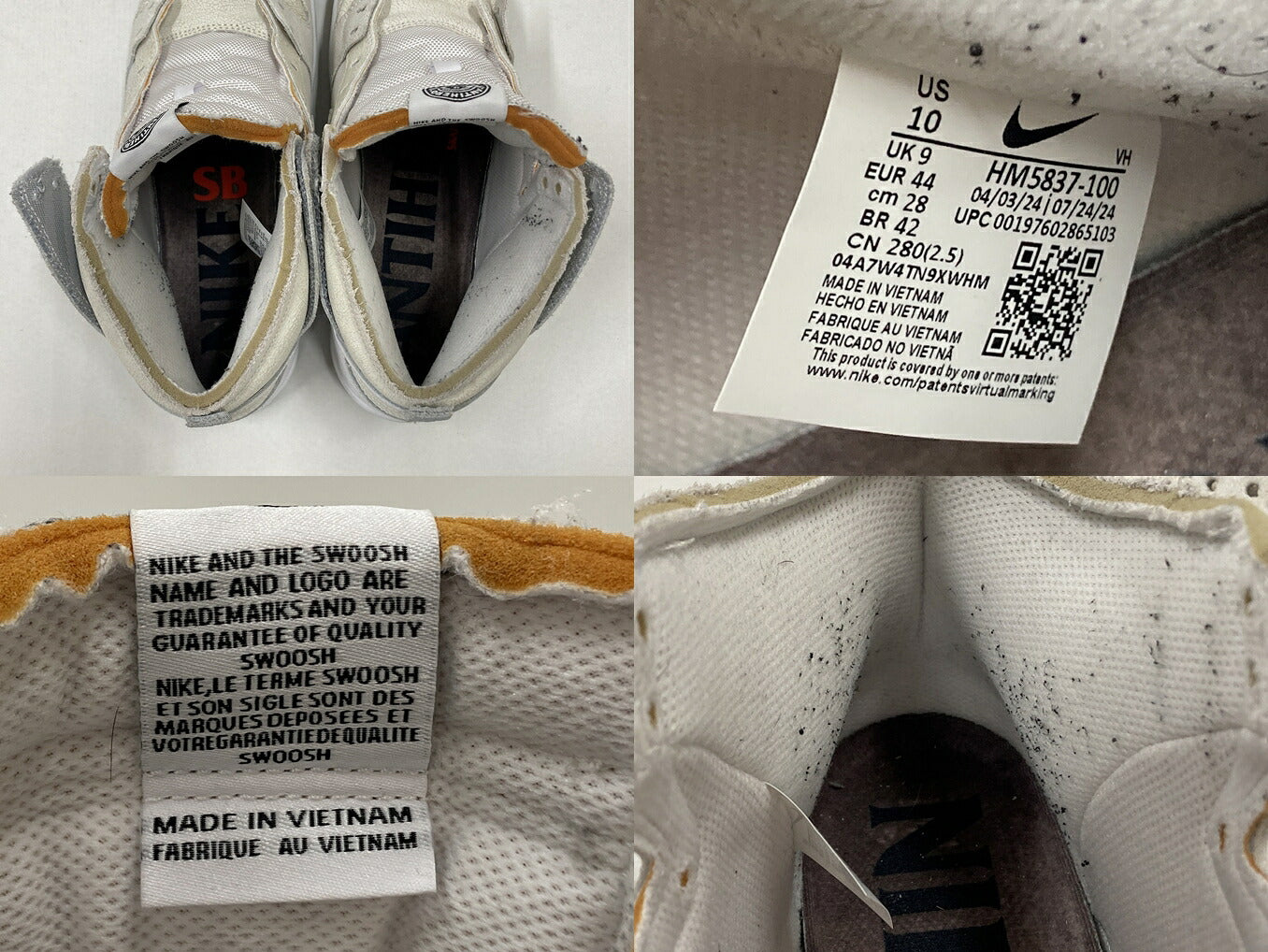 ANTI HERO x Nike SB Dunk High QS White Sneakers Size 28cm