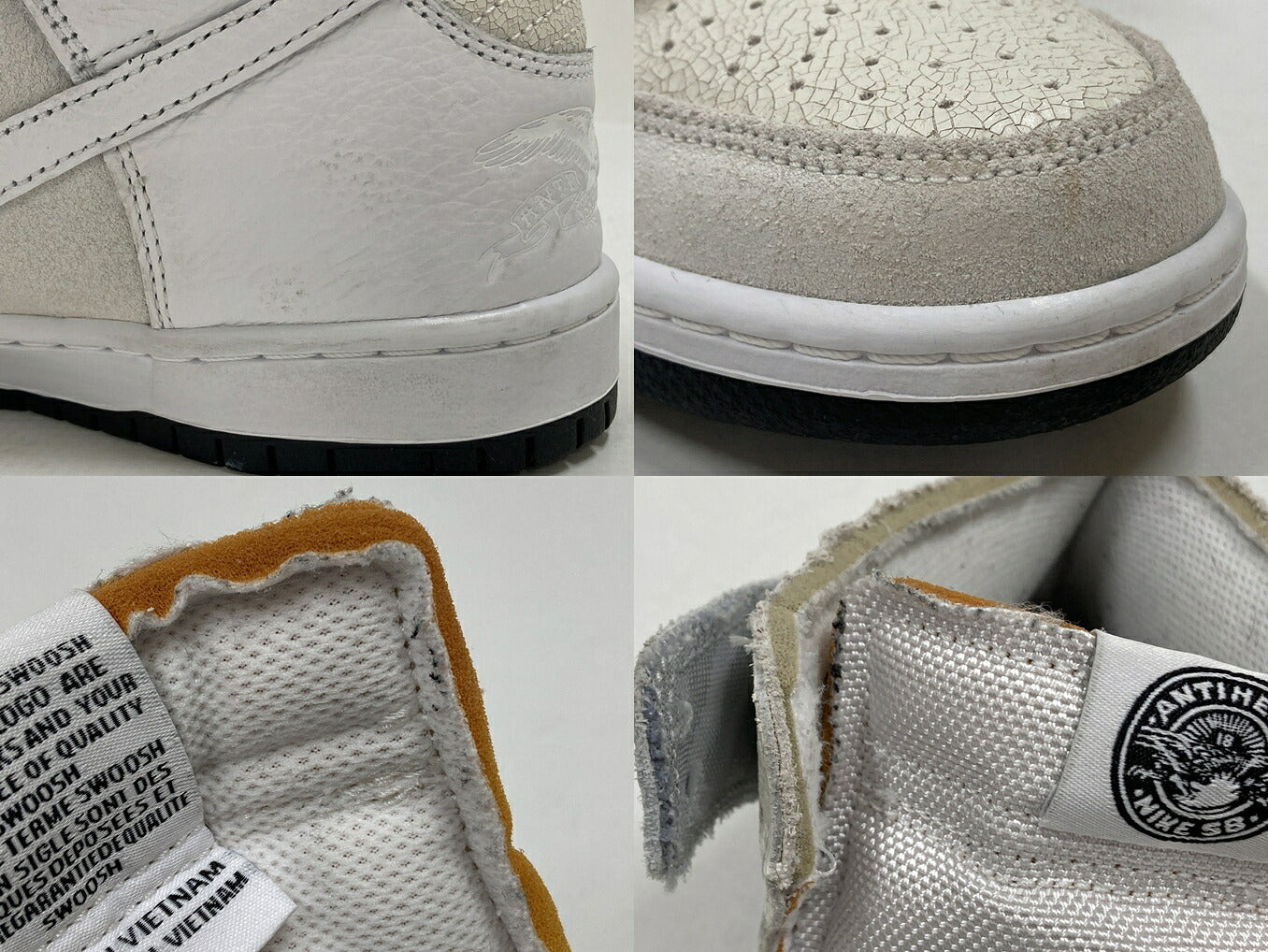 ANTI HERO x Nike SB Dunk High QS White Sneakers Size 28cm