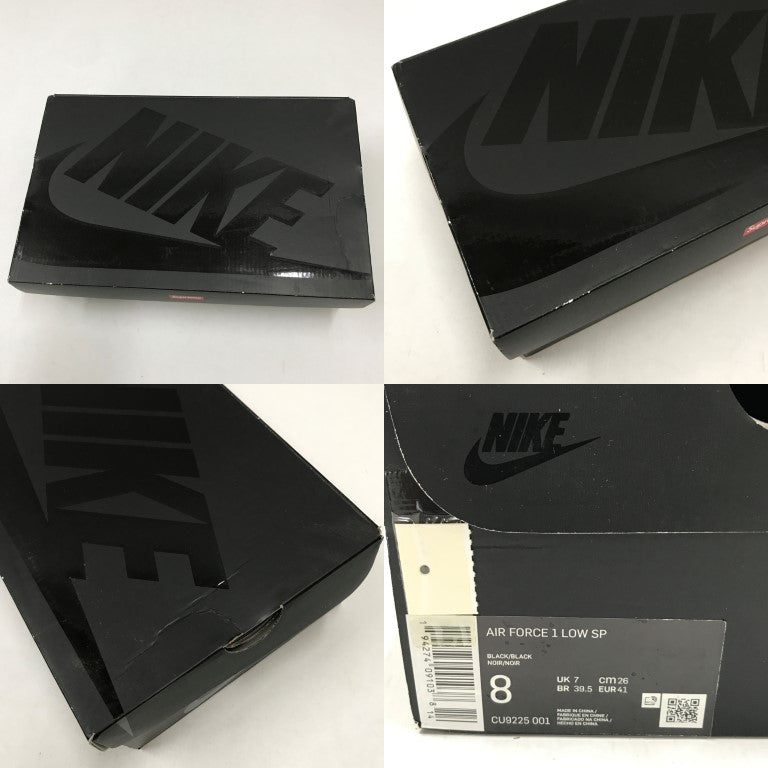 Supreme x Nike Air Force 1 Low Black Sneakers Size 26