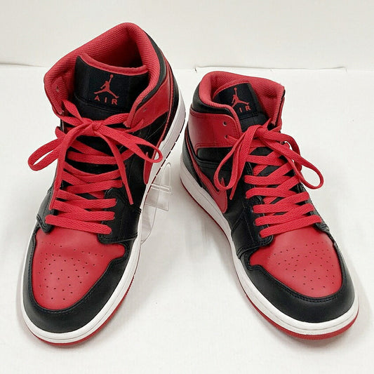 NIKE Air Jordan 1 Mid Black Red Sneakers Size 28cm