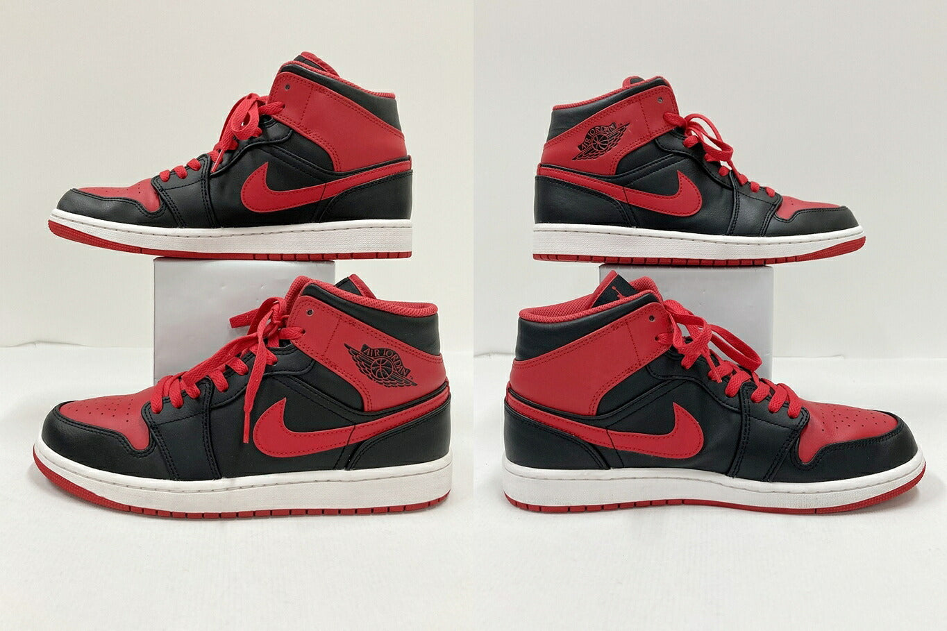 NIKE Air Jordan 1 Mid Black Red Sneakers Size 28cm