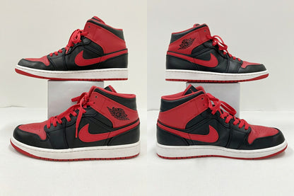 NIKE Air Jordan 1 Mid Black Red Sneakers Size 28cm