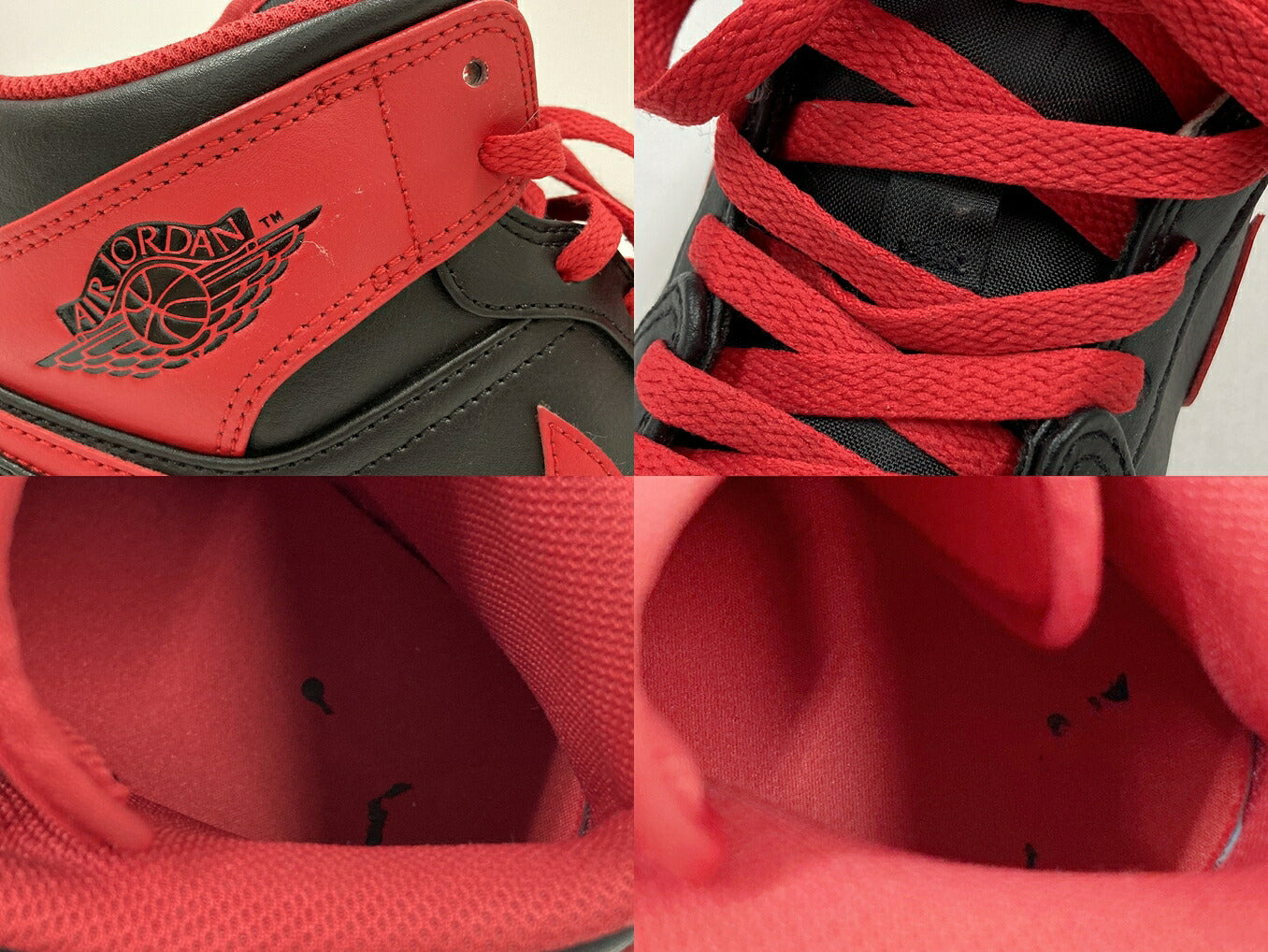 NIKE Air Jordan 1 Mid Black Red Sneakers Size 28cm