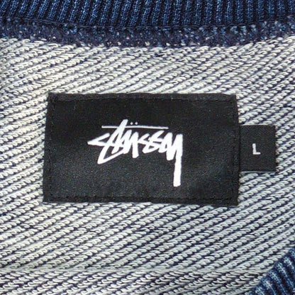 STUSSY Embroidered Logo Short Sleeve Sweatshirt Navy Size L