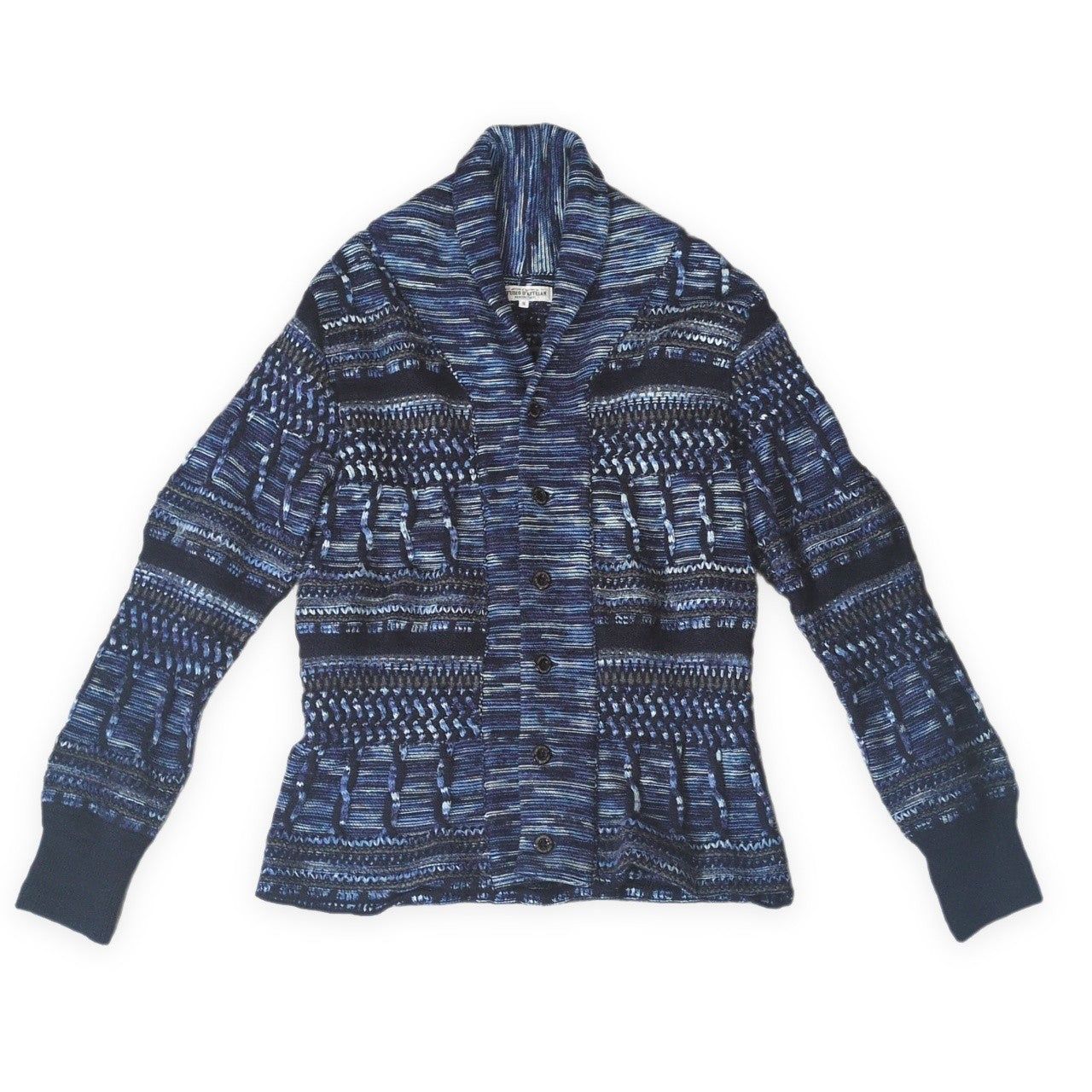 STUDIO D'ARTISAN Kasuri Yarn Shawl Cardigan Blue Size S