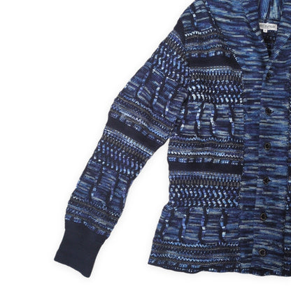 STUDIO D'ARTISAN Kasuri Yarn Shawl Cardigan Blue Size S
