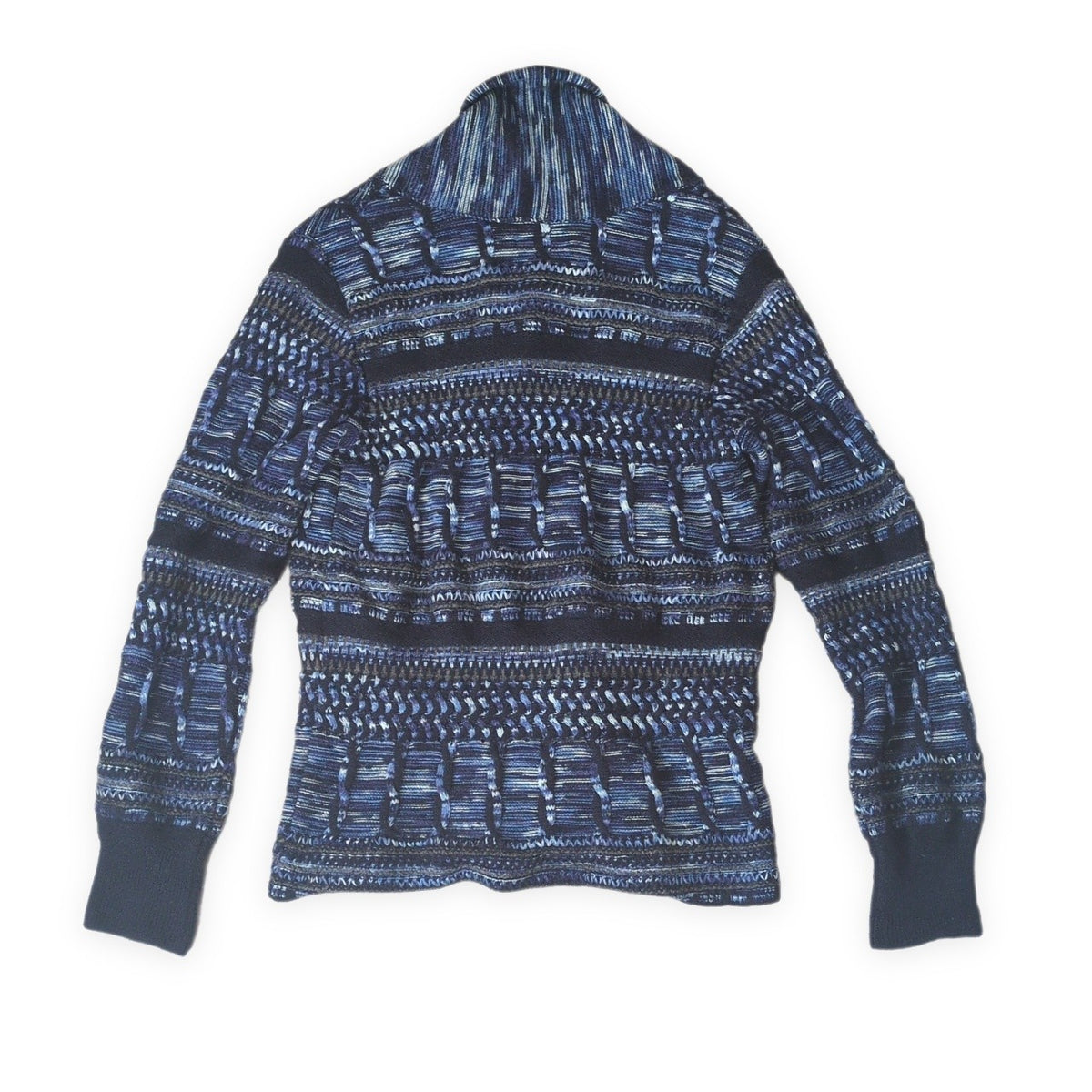 STUDIO D'ARTISAN Kasuri Yarn Shawl Cardigan Blue Size S