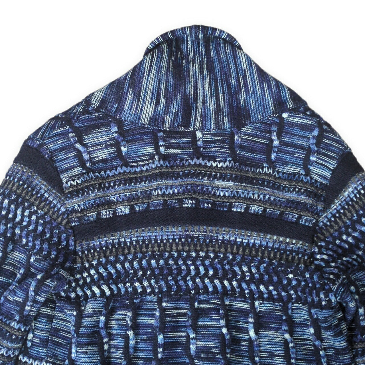 STUDIO D'ARTISAN Kasuri Yarn Shawl Cardigan Blue Size S