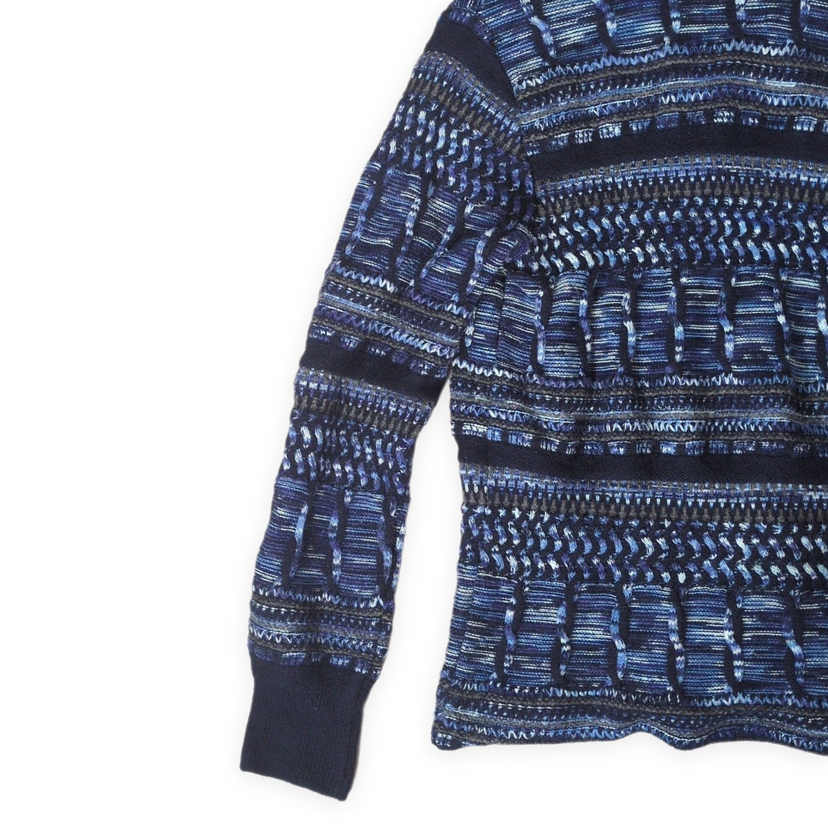 STUDIO D'ARTISAN Kasuri Yarn Shawl Cardigan Blue Size S