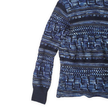 STUDIO D'ARTISAN Kasuri Yarn Shawl Cardigan Blue Size S
