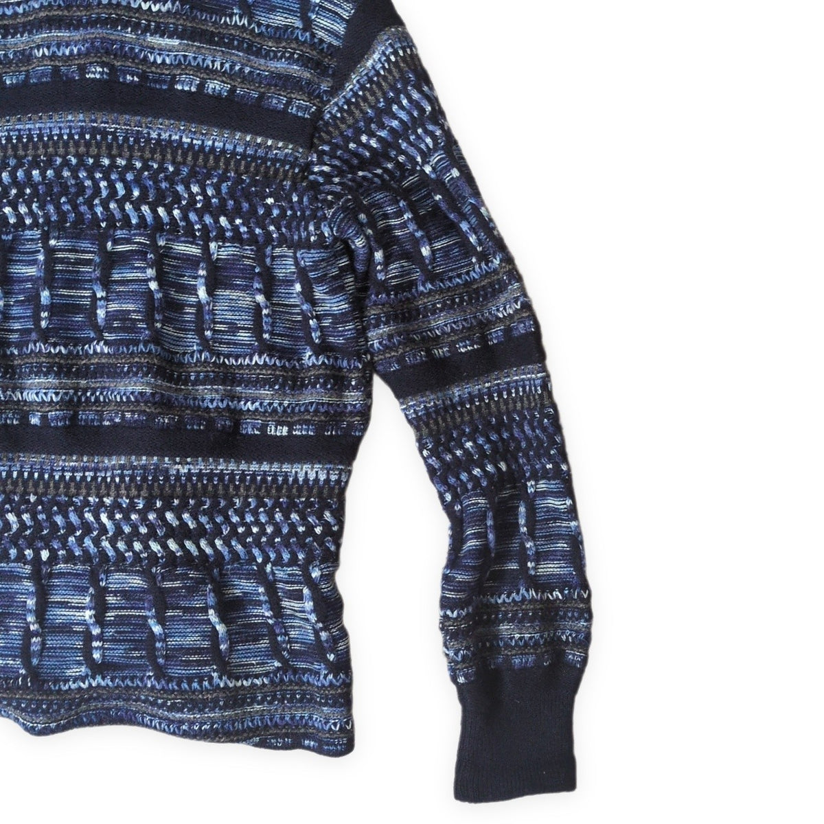 STUDIO D'ARTISAN Kasuri Yarn Shawl Cardigan Blue Size S