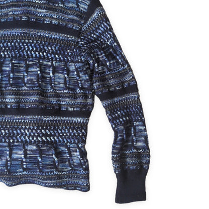STUDIO D'ARTISAN Kasuri Yarn Shawl Cardigan Blue Size S