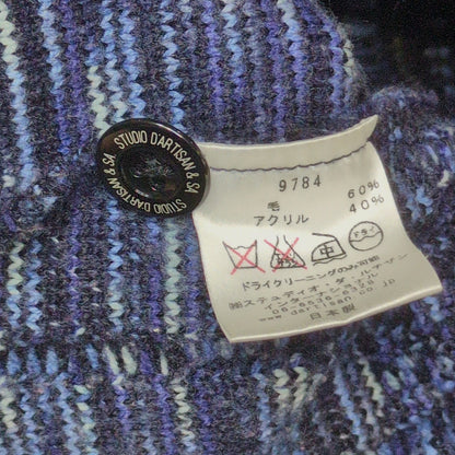 STUDIO D'ARTISAN Kasuri Yarn Shawl Cardigan Blue Size S