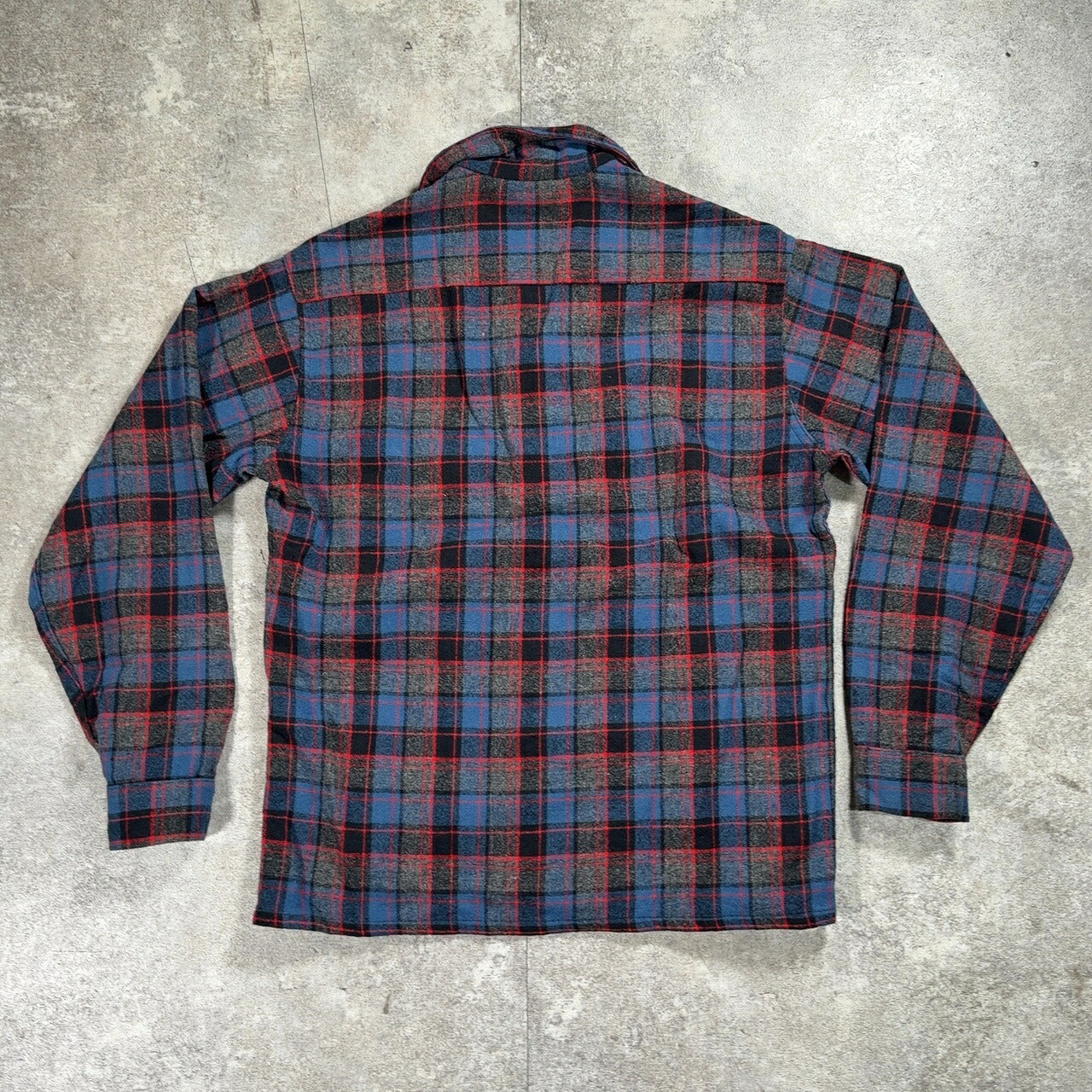 BRENT 60s Wool Check Open Collar Shirt Size S