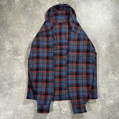 BRENT 60s Wool Check Open Collar Shirt Size S