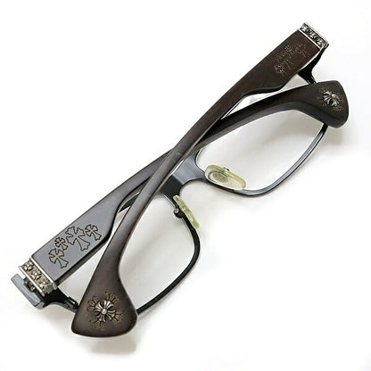 CHROME HEARTS THO BRIWG Eyeglasses Black/Brown Size ONE SIZE