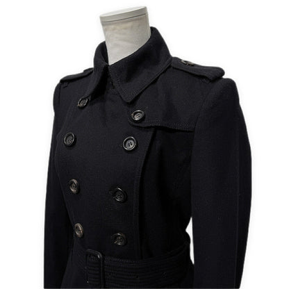 BURBERRY LONDON Lambswool Trench Coat Black Size 38