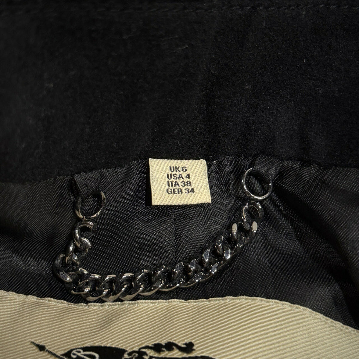 BURBERRY LONDON Lambswool Trench Coat Black Size 38