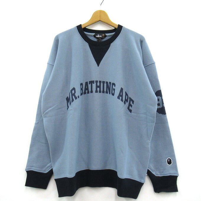 MR. BATHING APE Pullover Crewneck Sweatshirt Blue Size L