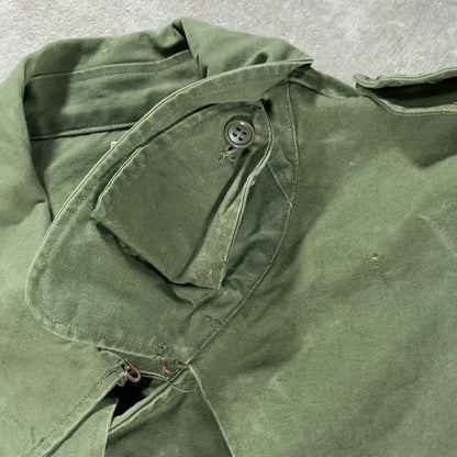 Military ~60s French Army Cotton Canvas Coat Green Size L