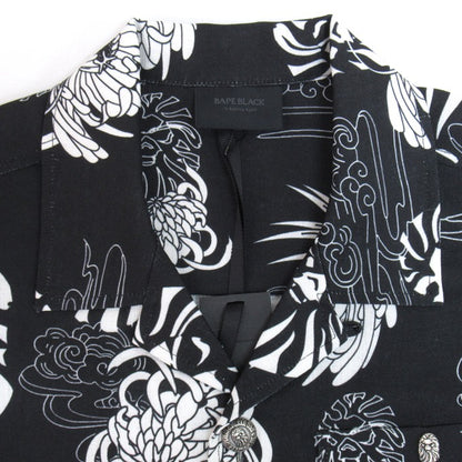 BAPE BLACK A BATHING APE Hawaiian Camp Shirt Black Size M