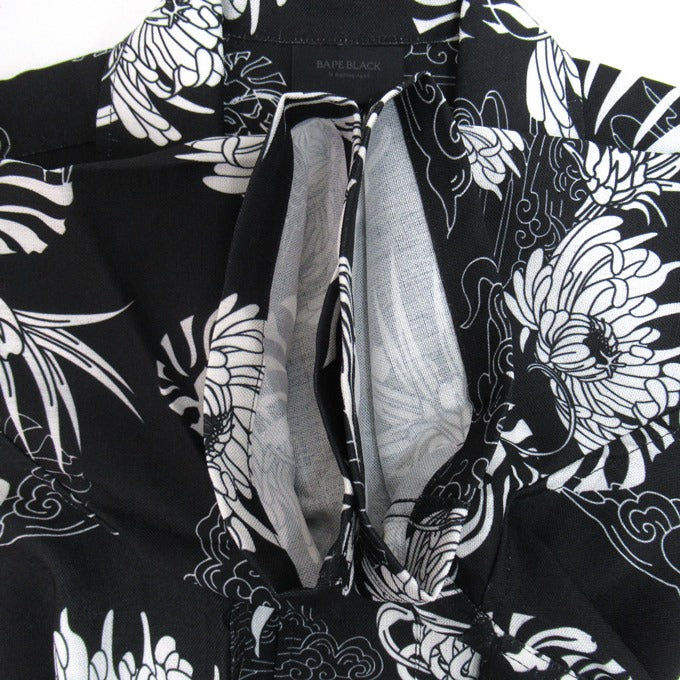 BAPE BLACK A BATHING APE Hawaiian Camp Shirt Black Size M