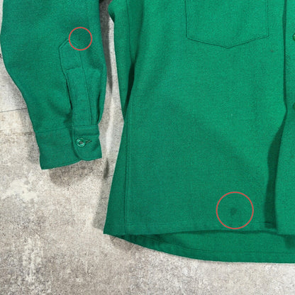Skyline 50s Vintage Wool Open Collar Shirt Green