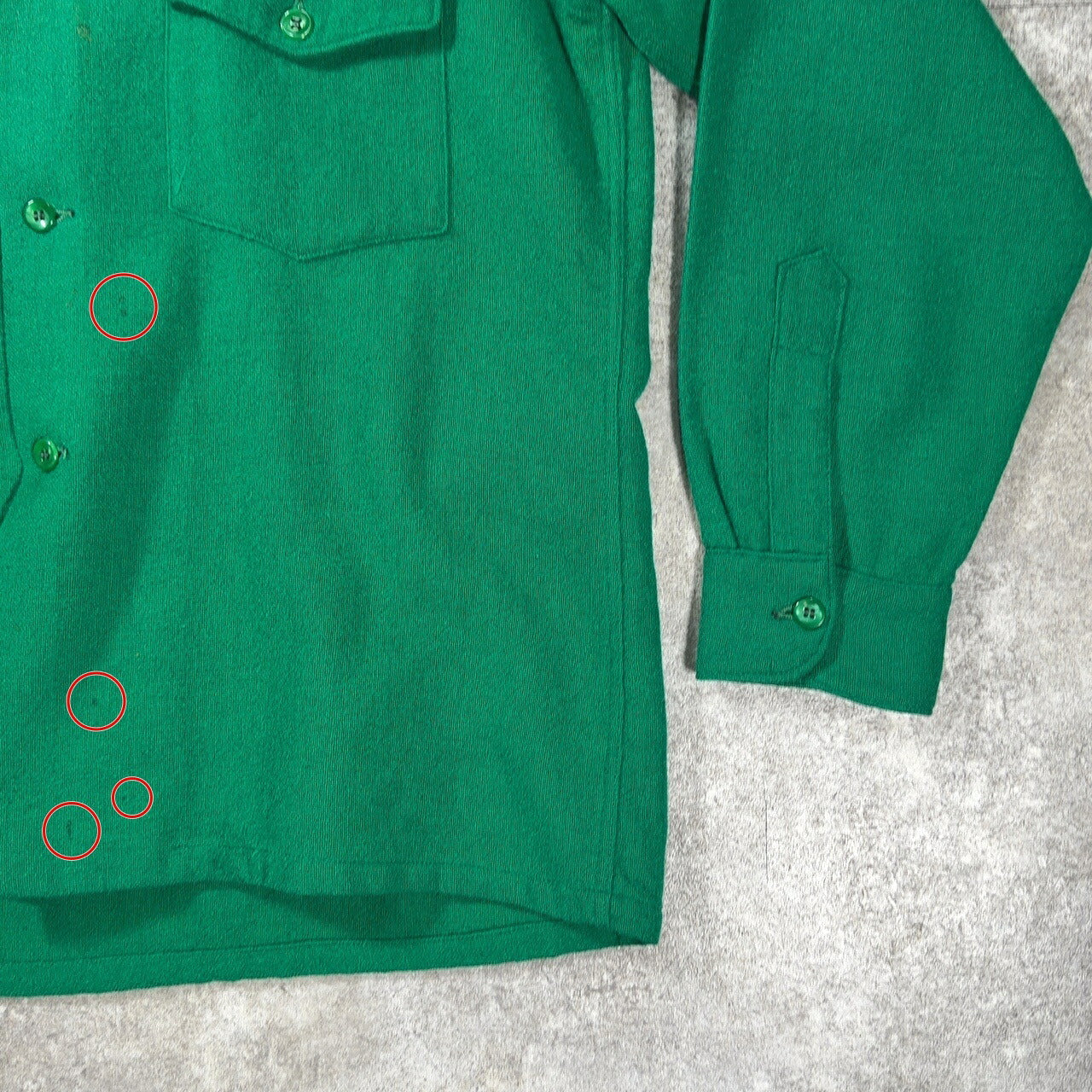 Skyline 50s Vintage Wool Open Collar Shirt Green