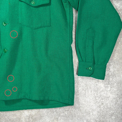 Skyline 50s Vintage Wool Open Collar Shirt Green