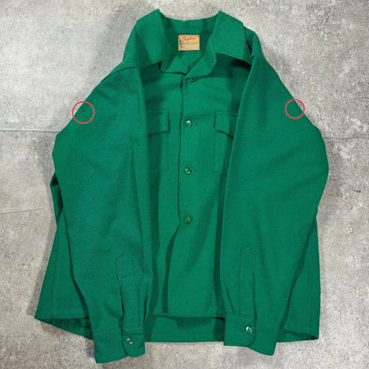 Skyline 50s Vintage Wool Open Collar Shirt Green