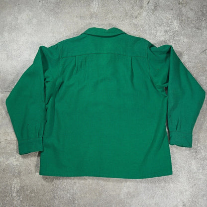 Skyline 50s Vintage Wool Open Collar Shirt Green