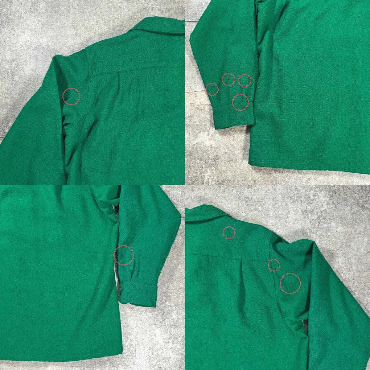 Skyline 50s Vintage Wool Open Collar Shirt Green