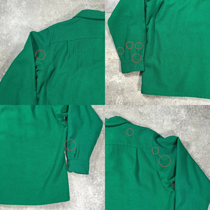 Skyline 50s Vintage Wool Open Collar Shirt Green
