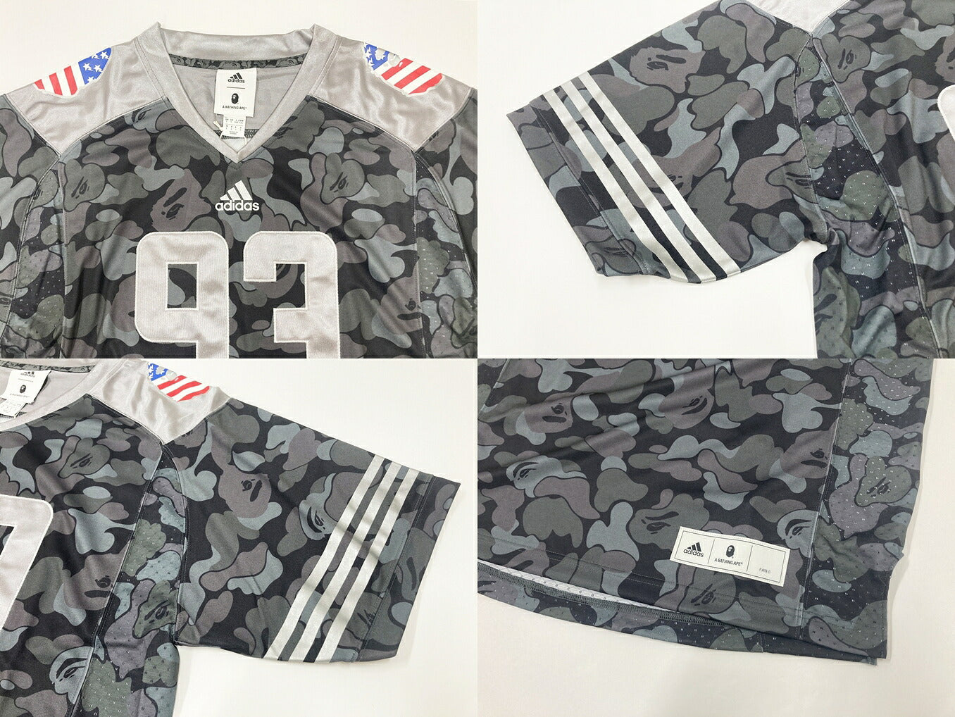 A BATHING APE x adidas Super Bowl Game Jersey Black Shirt Size 2XO