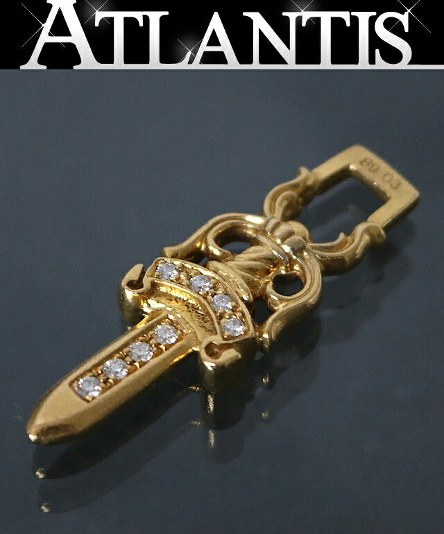 CHROME HEARTS 22K #10 Dagger Diamond Pendant Size ONE SIZE