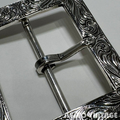FUNNY 1.75 Inch Garrison Hand-Engraved Buckle Silver Ring