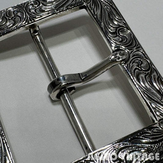 FUNNY 1.75 Inch Garrison Hand-Engraved Buckle Silver Ring