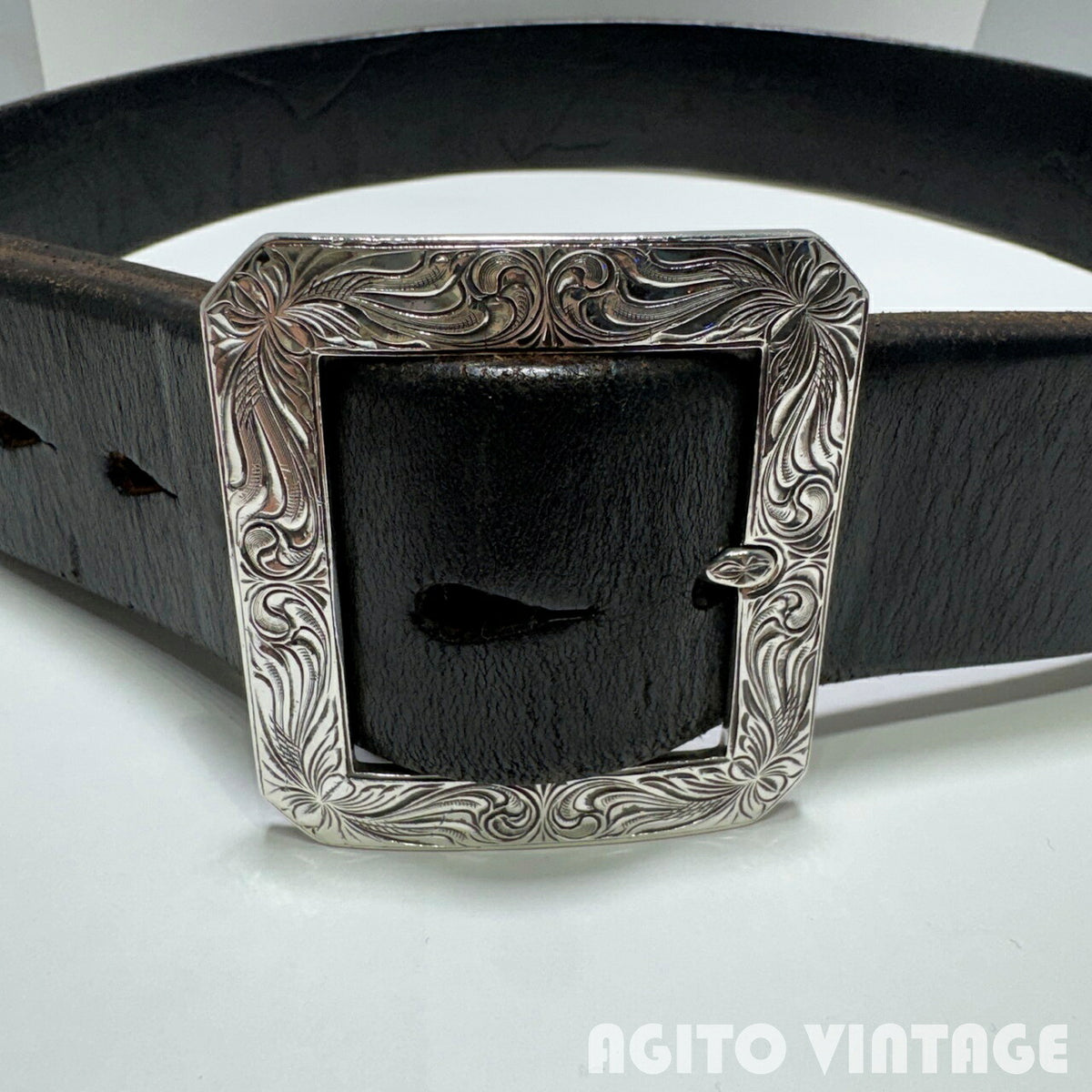FUNNY 1.75 Inch Garrison Hand-Engraved Buckle Silver Ring