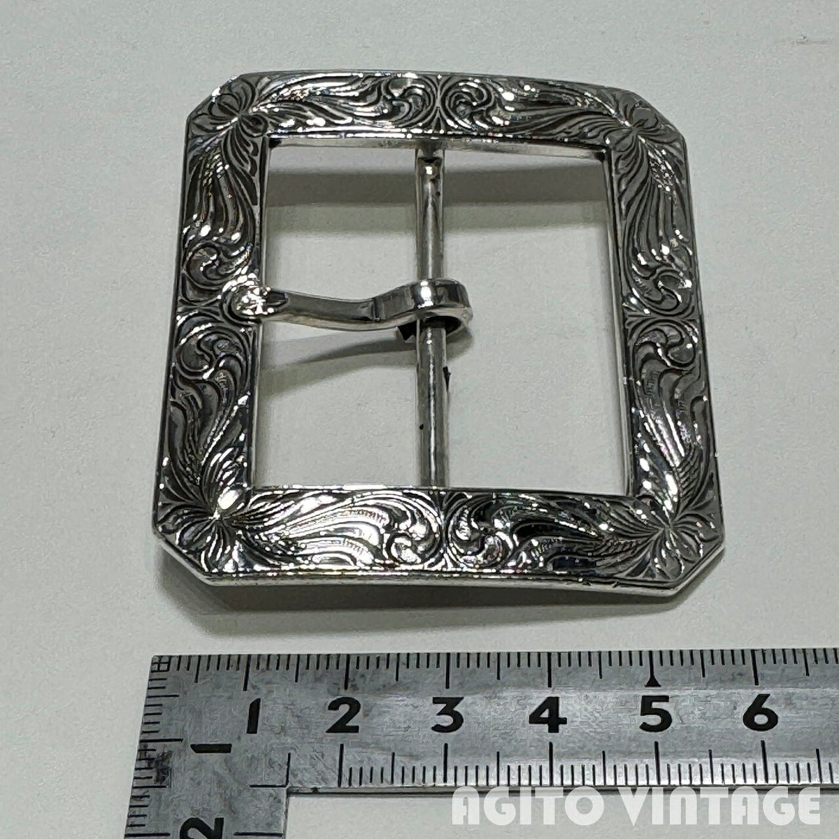 FUNNY 1.75 Inch Garrison Hand-Engraved Buckle Silver Ring
