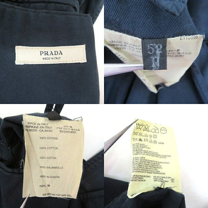 PRADA Cotton Balmacaan Soutien Collar Coat Navy Size 52