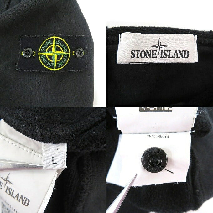 STONE ISLAND Garment Dye Cotton Pullover Hoodie Black Size L