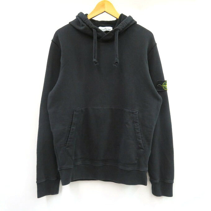 STONE ISLAND Garment Dye Cotton Pullover Hoodie Black Size L