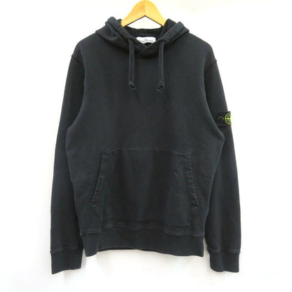 STONE ISLAND Garment Dye Cotton Pullover Hoodie Black Size L