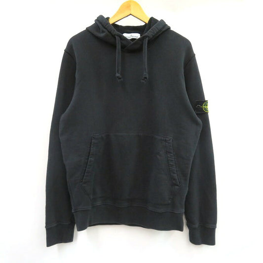 STONE ISLAND Garment Dye Cotton Pullover Hoodie Black Size L